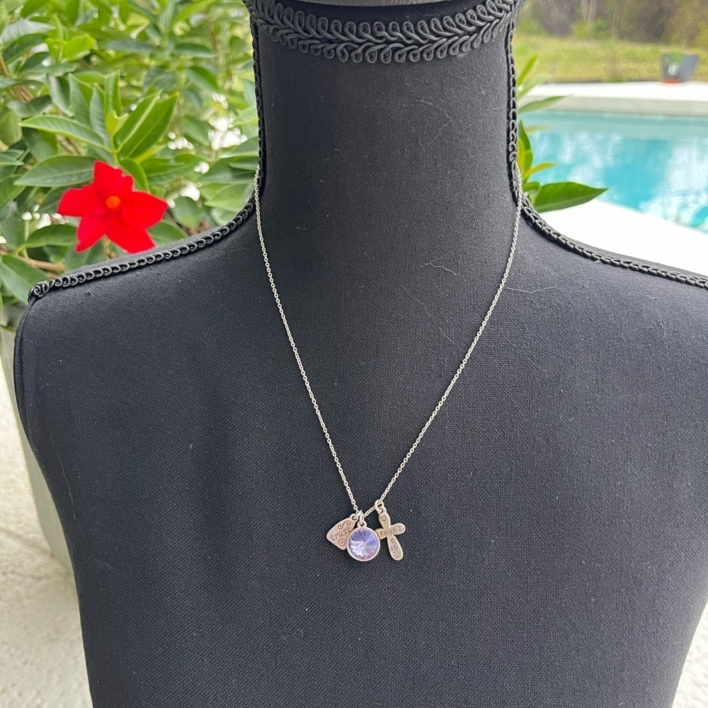 Silver with Purple Stone, Faith and Love Necklace